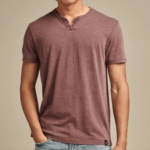 Lucky Brand Maroon Burnout Notch Neck Tee- Size S NWOT